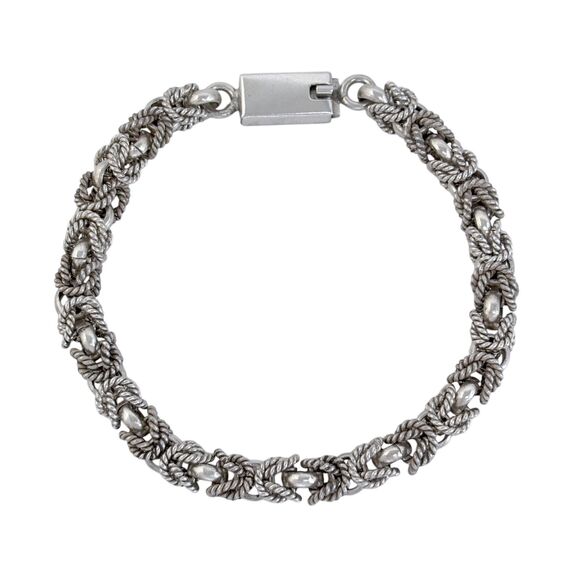 Vintage Mexico TJ-53 Sterling Silver 925 Byzantine Chain Bracelet 8" - Picture 1 of 5